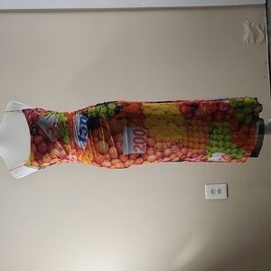 Zara Mesh fruit stand maxi, bodycon dress size Small